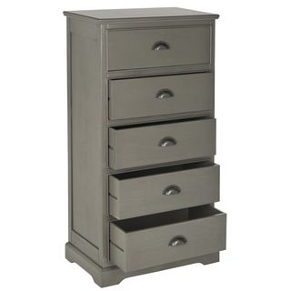 Safavieh Prudence Grey 5 drawer Chest (GreyMaterials Pine, MDF, wood veneerFinish GreyDimensions 47.25 inches high x 23.5 inches wide x 13.75 inches deepThis product will ship to you in 1 box.Furniture arrives fully assembled )