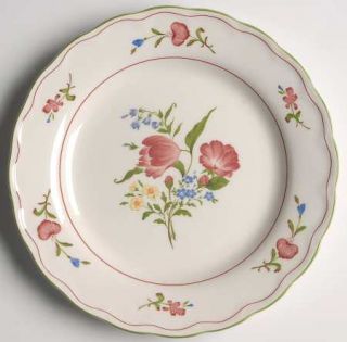 Nikko Biarritz Salad Plate, Fine China Dinnerware   Provincial,Floral Center,Red