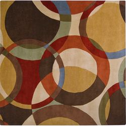 Hand tufted Contemporary Multi Colored Circles Badalona Wool Geometric Rug (99 Square)