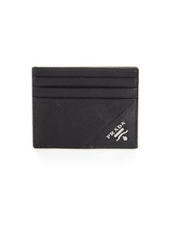 Prada Saffiano Leather Credit Card Case   Black