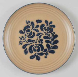Pfaltzgraff Folk Art Dinner Plate, Fine China Dinnerware   Blue Floral Design On
