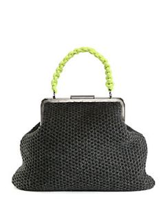 Knit Wool/Cashmere Top Handle Bag   Grey