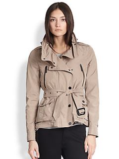 Burberry London Short Motorcycle Trench Jacket   Pale Taupe