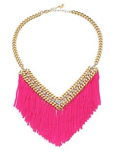 ABS by Allen Schwartz Jewelry Fringed Chain Bib Necklace   Pink