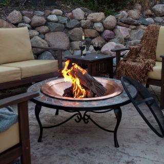 Asia Direct Copper Fire Pit Mosaic 40 Inch Surround Fire Pit with Copper Fire