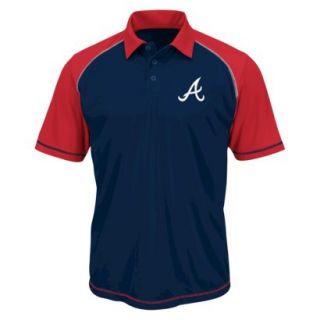 MLB Mens Atlanta Braves Synthetic Polo T Shirt   Navy/Red (M)