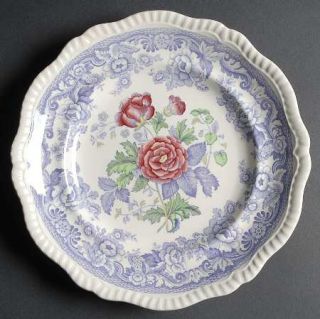Spode Mayflower Dinner Plate, Fine China Dinnerware   Floral Center, Lavender Bo