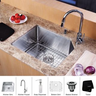 Kraus Kitchen Combo Set Single bowl Undermount Sink With Faucet