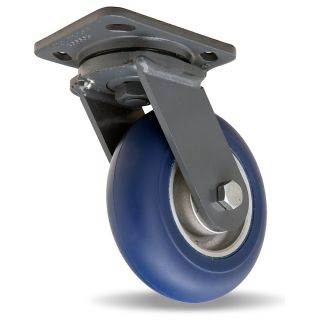 Hamilton Workhorse Caster   6Dia.X2W Blue Polyurethane Wheel   1200 Lb. Capacity   Swivel   Blue