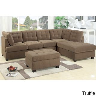 Odessa Waffle Suede Reversible Sectional Sofa With Free Ottoman