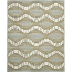 Handmade Chatham Waves Blue New Zealand Wool Rug (8 X 10)