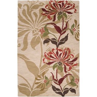 Hand knotted Beige Berrer Wool Rug (5 X 8)