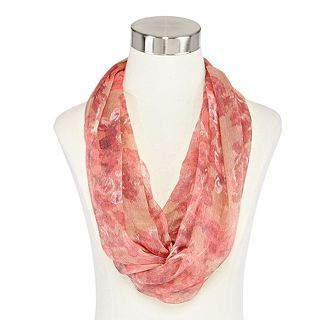 Floral Print Infinity Scarf, Champagne Ice, Womens