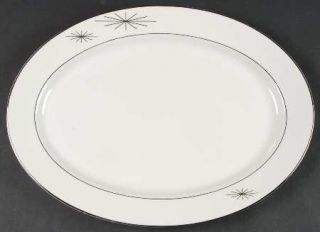 Syracuse Polaris 14 Oval Serving Platter, Fine China Dinnerware   Silver Stars