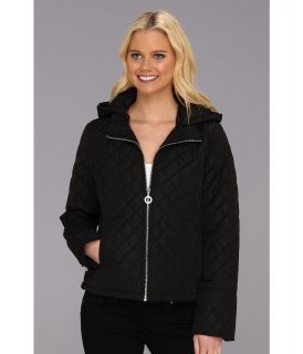 Calvin Klein Diamond Quilted Coat w/ Removable Hood CW326273 Womens Coat (Black)