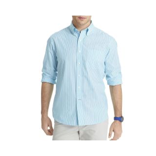 Izod Long Sleeve Lightweight Striped Shirt, Blue, Mens