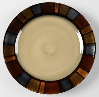 Pier 1 Mosaic Dinner Plate, Fine China Dinnerware   Multicolor Blocks,Cream Cent