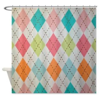  Argyle Colors Shower Curtain  Use code FREECART at Checkout