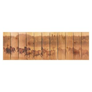 Gizaun Art Wild Horses Indoor/Outdoor Full Color Cedar Wall Art Multicolor  