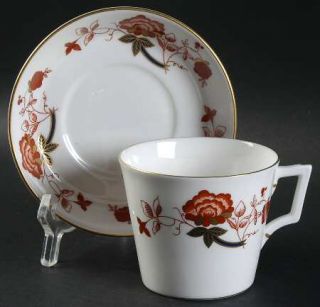 Royal Crown Derby Bali (Ely/Chelsea) Flat Cup & Saucer Set, Fine China Dinnerwar
