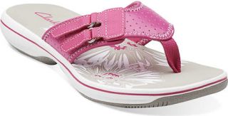 Womens Clarks Breeze Lane   Pink Synthetic Thong Sandals