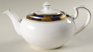 John Aynsley Empress Cobalt Teapot & Lid, Fine China Dinnerware   Gold Encrusted