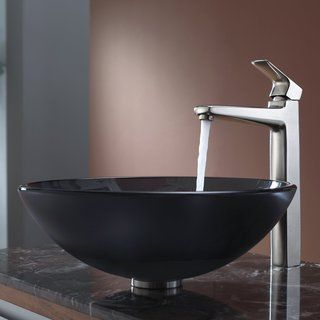 Kraus Bathroom Combo Set Frosted Black Glass Vessel Sink/faucet
