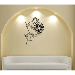 Barbedwire Heart With Flower Vinyl Wall Decal (Glossy blackEasy to applyDimensions 25 inches wide x 35 inches long )