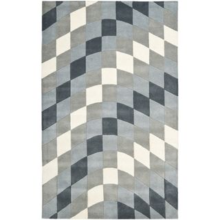 Handmade New Zealand Wool Matrix Grey Rug (36 X 56)