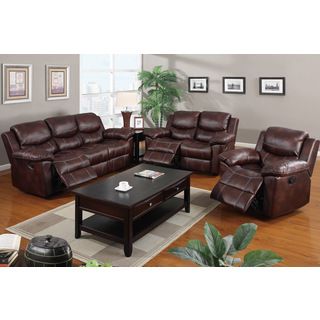 Kozani Recliner Motion Sofa Set Upholstered In Padded Leatherette