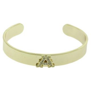 A Initial Cuff Bracelet with Crystal Stones   Gold