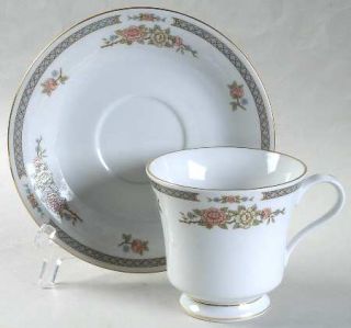 Liling Serenade Footed Cup & Saucer Set, Fine China Dinnerware   Floral