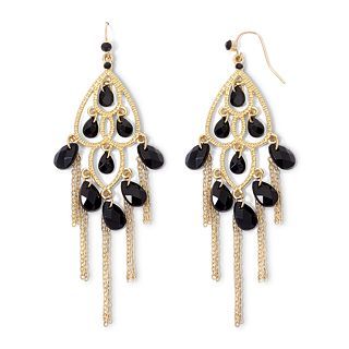 MIXIT Black Bead & Chain Chandelier Earrings