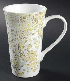 222 Fifth (PTS) Surya Taupe Latte Mug, Fine China Dinnerware   Taupe/Green Flora