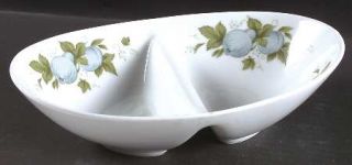 Noritake Blue Orchard 10 Oval Divided Vegetable Bowl, Fine China Dinnerware   B