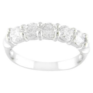 Silver Silver Plated 5 Stone Cz Band   7.0