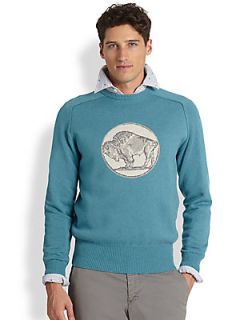 Gant by Michael Bastian Buffalo Coin Crewneck Sweater   Aqua