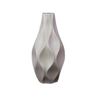 Grey Scalloped Ceramic Vase (13.98 inches high x 6.3 inches in diameterFor decorative purposes onlyDoes not hold water CeramicSize 13.98 inches high x 6.3 inches in diameterFor decorative purposes onlyDoes not hold water)