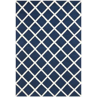 Safavieh Handmade Moroccan Chatham Square pattern Dark Blue Wool Rug (4 X 6)