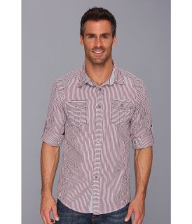 Request Webb   L/S Stripe Shirt Mens Long Sleeve Button Up (Burgundy)