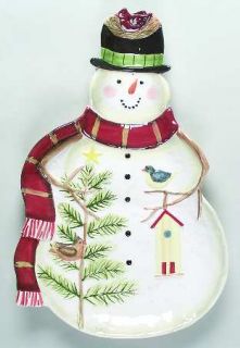 Snowman Wishes 18 Figural Platter, Fine China Dinnerware   Snowman, Holly, Word
