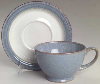 Denby Langley Storm Breakfast Cup & Saucer Set, Fine China Dinnerware   White Ce