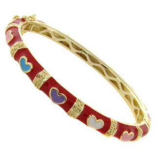 Lily Nily 18k Gold Overlay Enamel Multi Colored Heart Design Bangle   Red