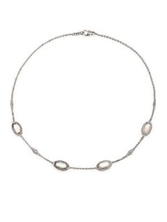 Judith Ripka Mother of Pearl Doublet, White Sapphire and Sterling Silver Necklac