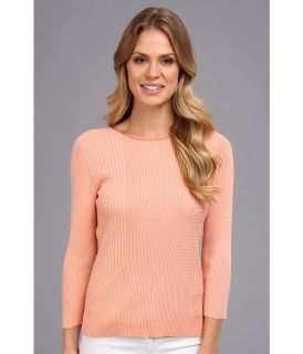 Jones New York 3/4 Sleeve Scoop Neck Pullover Womens Long Sleeve Pullover (Orange)