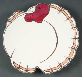 Pottery Barn Gobble Salad/Dessert Plate, Fine China Dinnerware   Turkey Shape Pl
