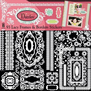 Dazzles Stickers 6x12 2 Sheets white Lacy Frames