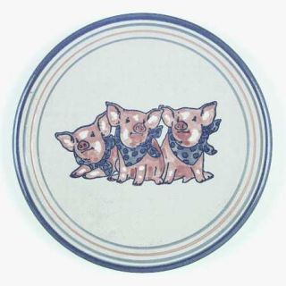 Louisville Precious Pigs Large Dinner Plate, Fine China Dinnerware   Blue,Tan Ba