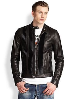 DSQUARED Lambskin Leather Jacket   Black