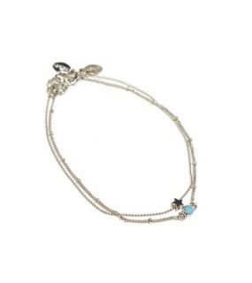 Silver AEO Turquoise Charm Anklet, Womens One Size